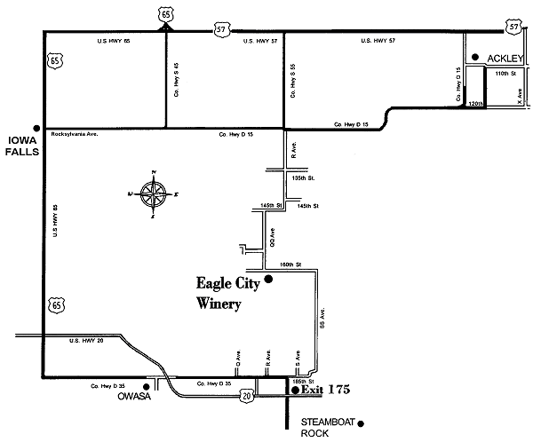 Map to Eagle City Winery