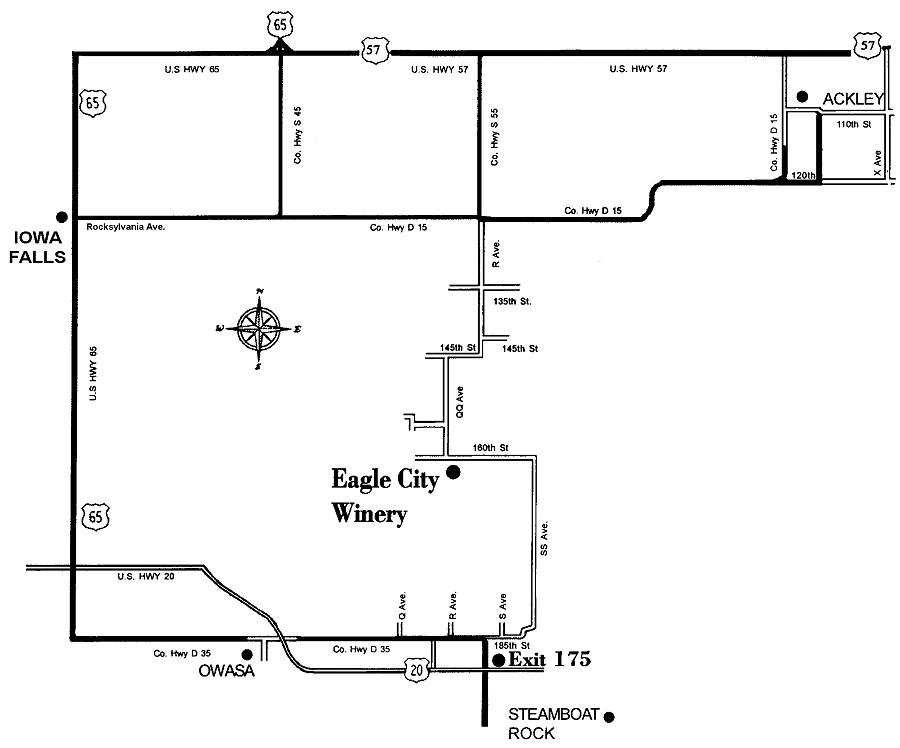 Map to Eagle City Winery