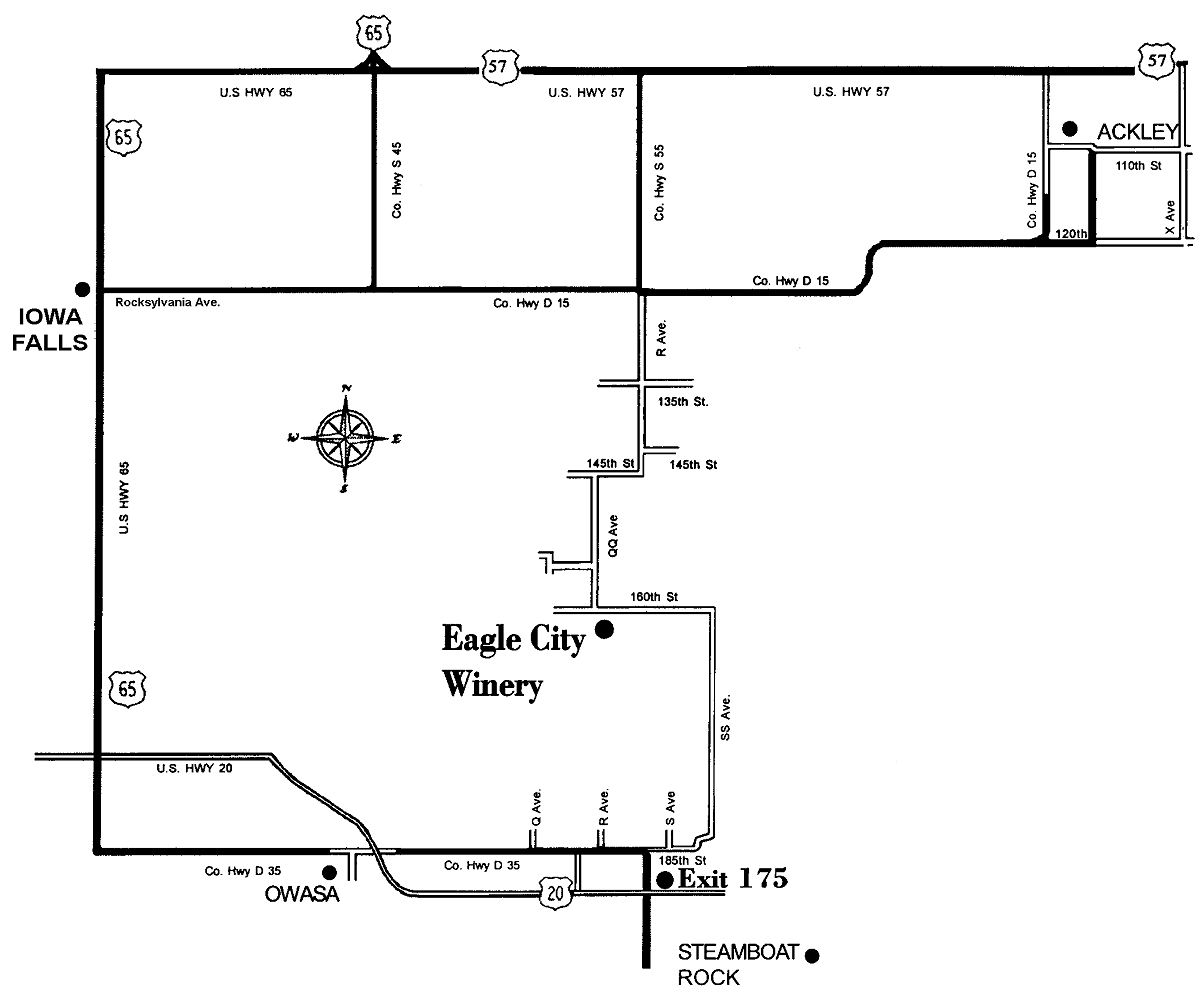 Map to Eagle City Winery